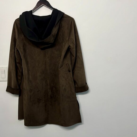 Zara Knit Faux Suede Hooded Drape Coat - Picture 4 of 4